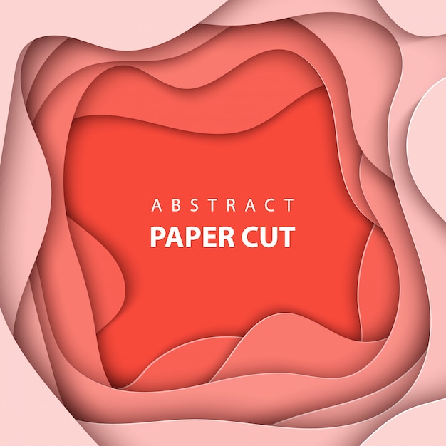 Background with pastel coral trend color paper cut Premium Vector