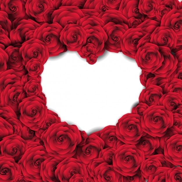 Background with red roses and empty\
heart