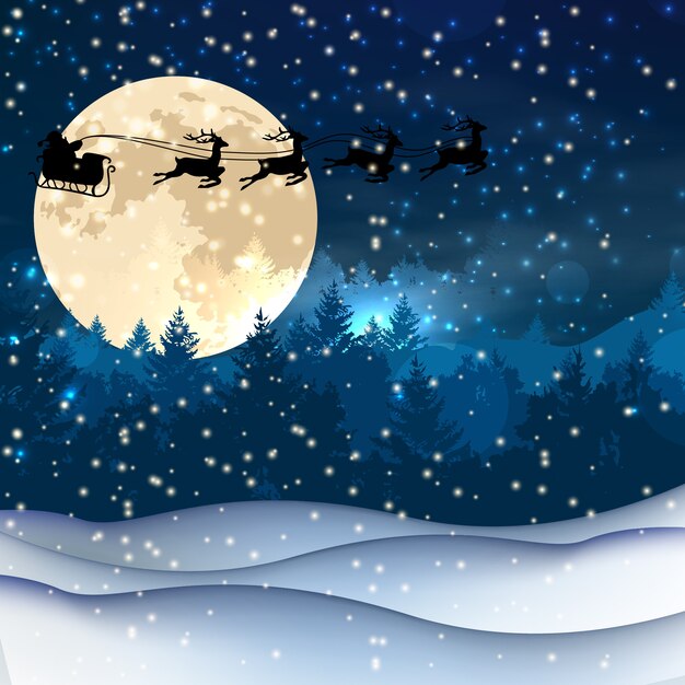 Background with santa's sleigh | Premium Vector