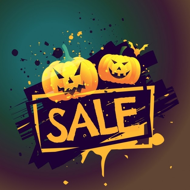 Background with two pumpkins for halloween\
discounts