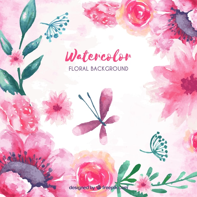 Download Background with watercolor floral Vector | Free Download