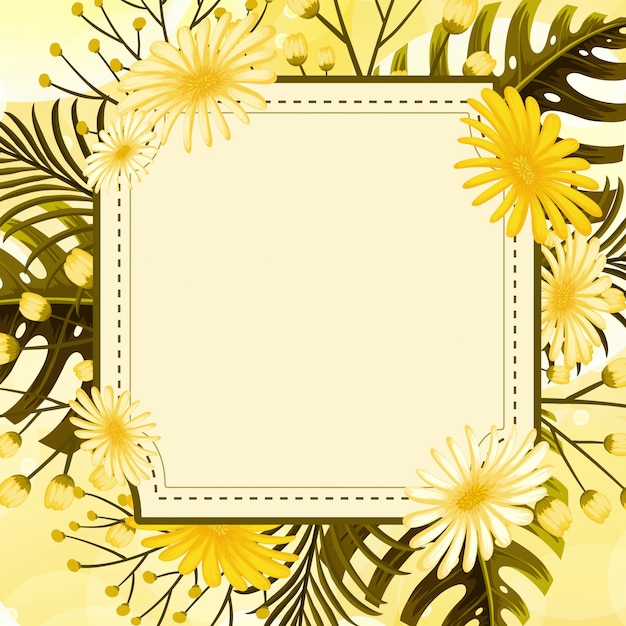 Premium Vector Background With Yellow Flowers Frame