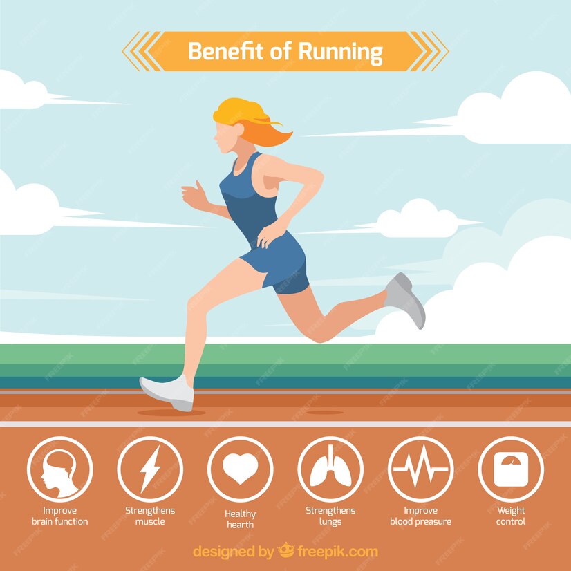 Free Vector | Background of woman running with infographic data