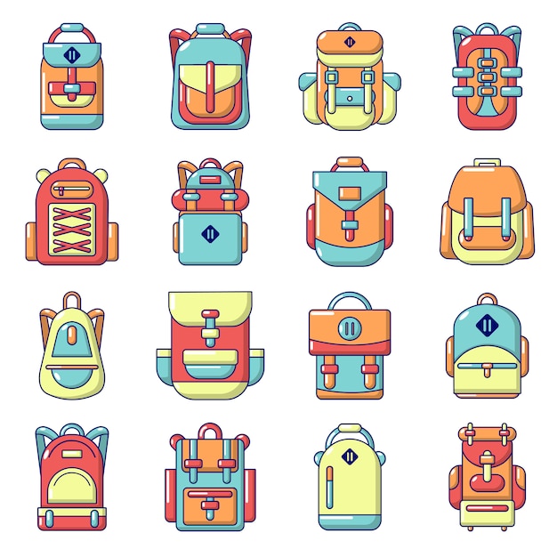 Premium Vector | Backpack icons set