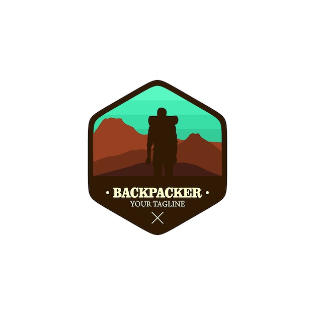 Backpacker Logo Premium Vector