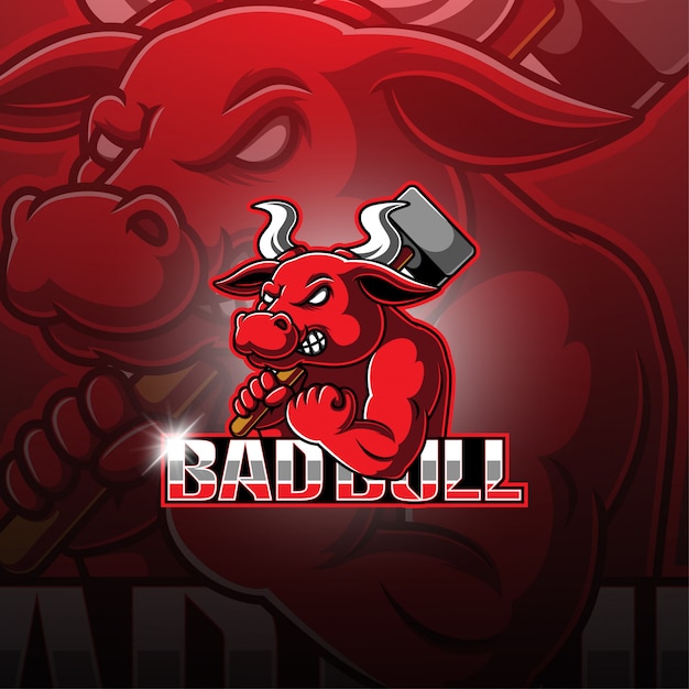 Premium Vector | Bad bull esport mascot logo design