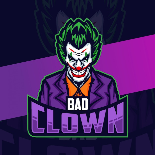 Premium Vector | Bad clown mascot esport logo design