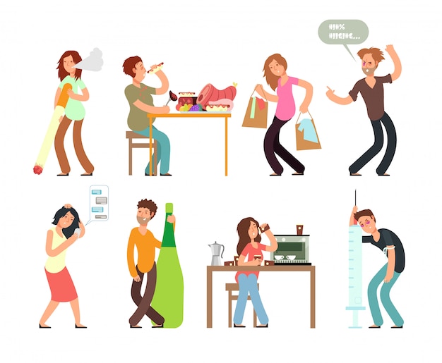 Bad habits unhealthy lifestyle Vector | Premium Download