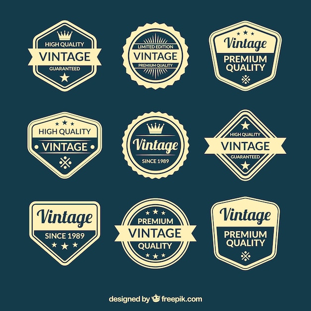 Badge Collection With Vintage Style Free Vector