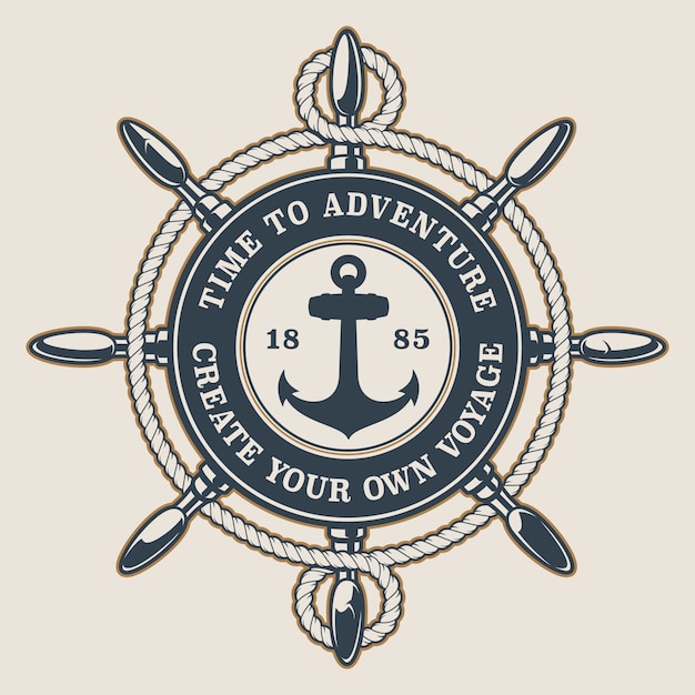 Download Premium Vector | Badge with ship's wheel and anchor and ...