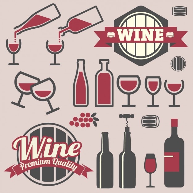 Badges and icons wine design