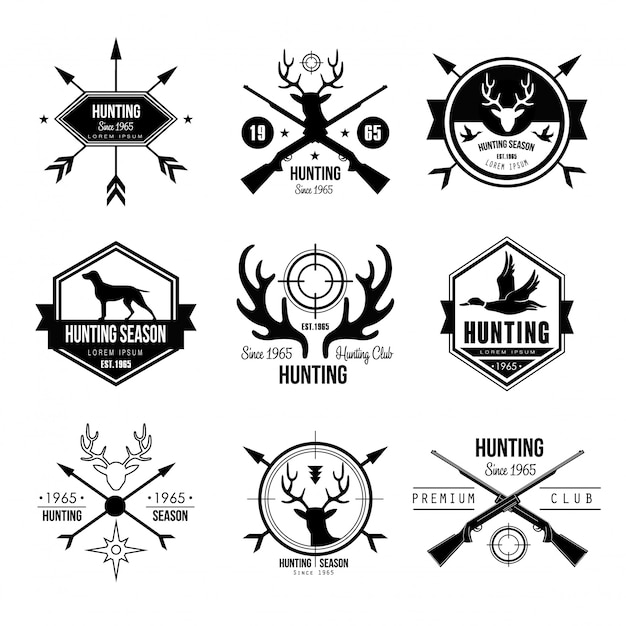 Download Free Badges Labels Logo Design Elements Hunting Premium Vector Use our free logo maker to create a logo and build your brand. Put your logo on business cards, promotional products, or your website for brand visibility.