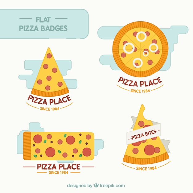 Badges of tasty pizzas pack