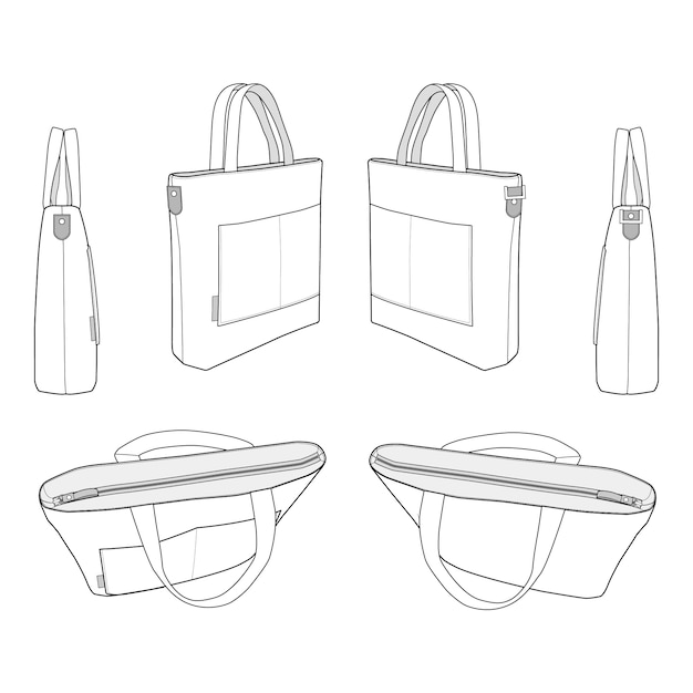 Premium Vector | Bag fashion flat sketch template