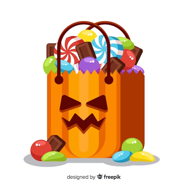 Free Vector Bag With Halloween Candy 7765