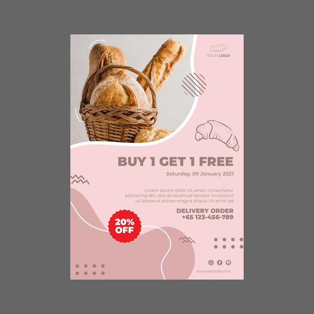 Free Vector | Bakery ad poster template