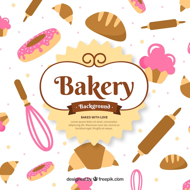 Premium Vector | Bakery background in flat style