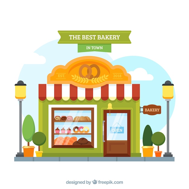 Bakery background in flat style | Free Vector