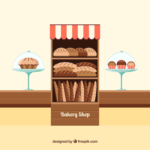 Bakery background in flat style | Free Vector