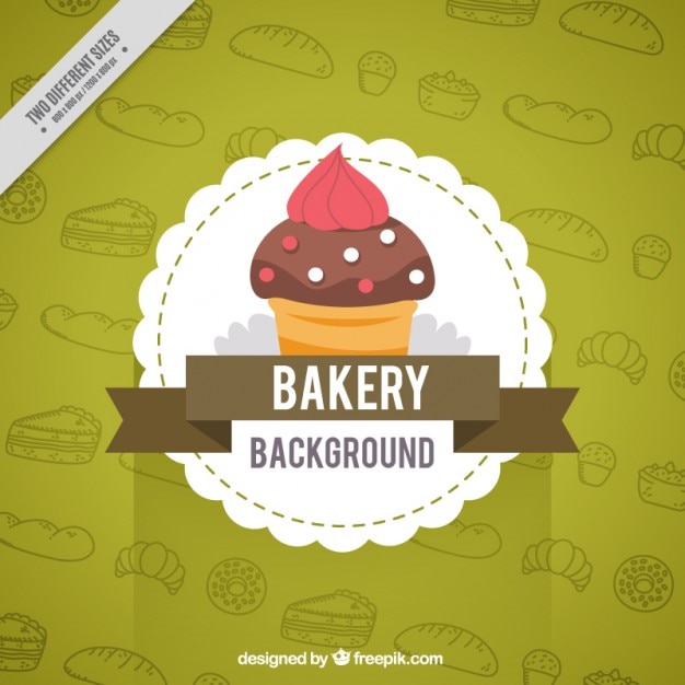 Bakery background with cute cupcake badge | Free Vector