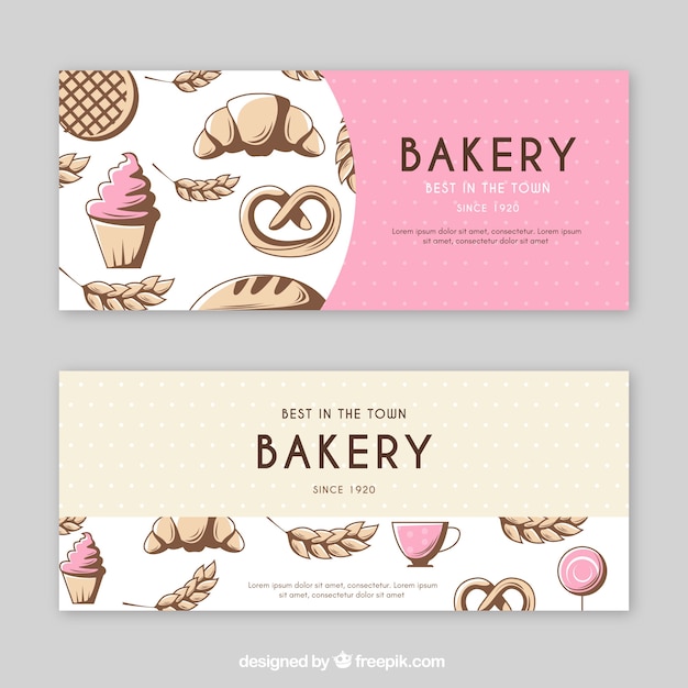 Free Vector | Bakery banners in flat style