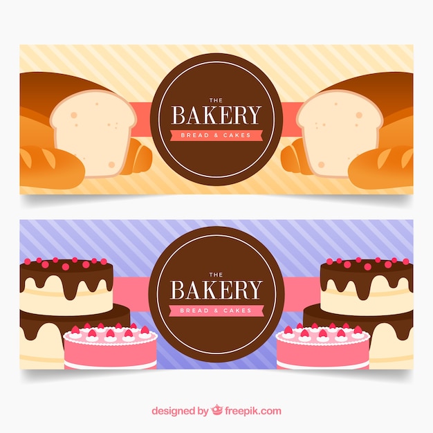 Bakery Banners In Flat Style Free Vector