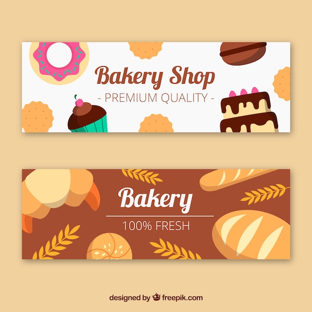 Free Vector | Bakery banners in flat style