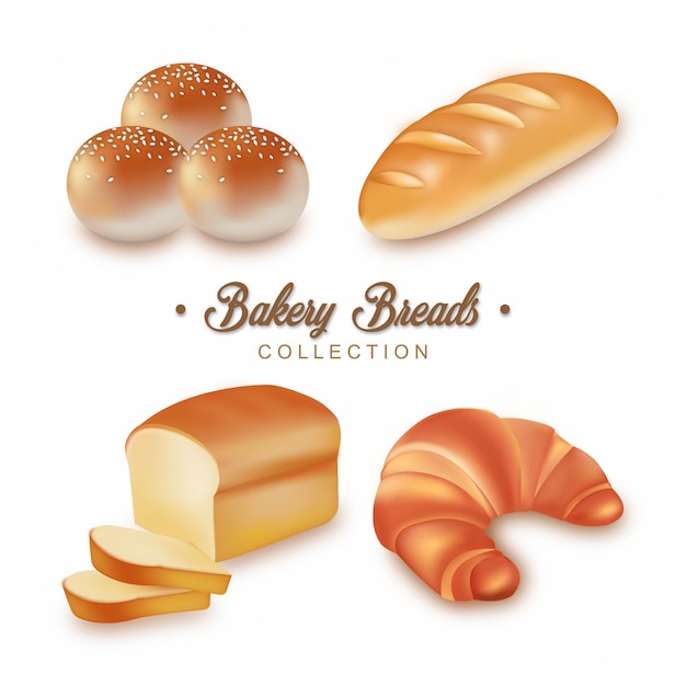 Bakery breads collection Premium Vector