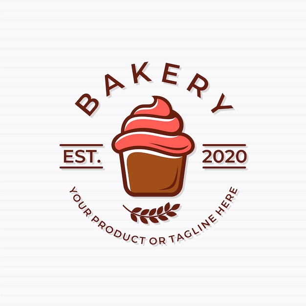 パン屋さんのケーキのロゴのテンプレート プレミアムベクター