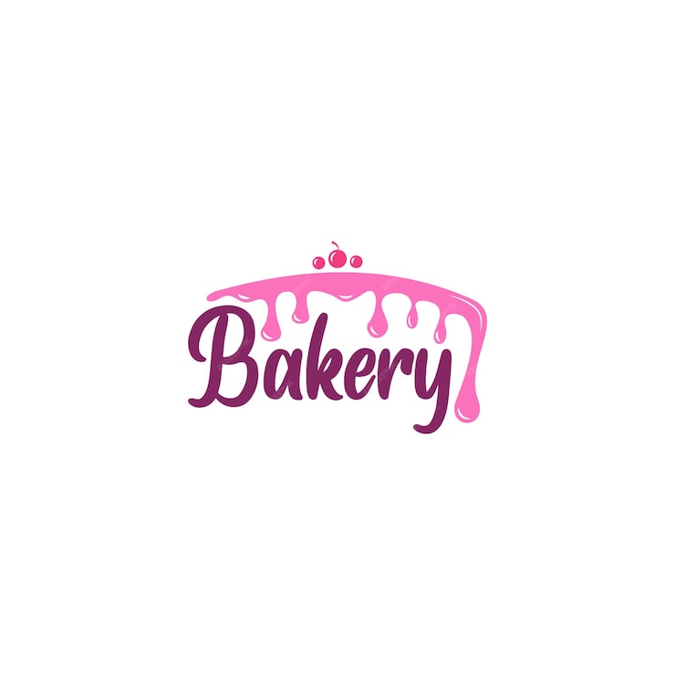  Bakery cake logo with melted cream Premium Vector