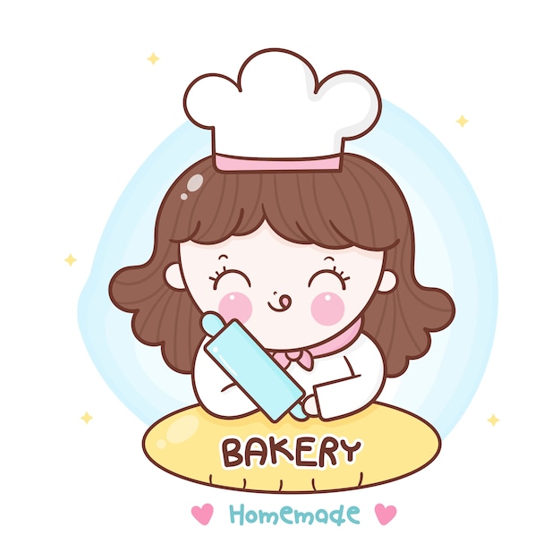 Premium Vector Bakery homemade girl decor chef cartoon hand drawn image