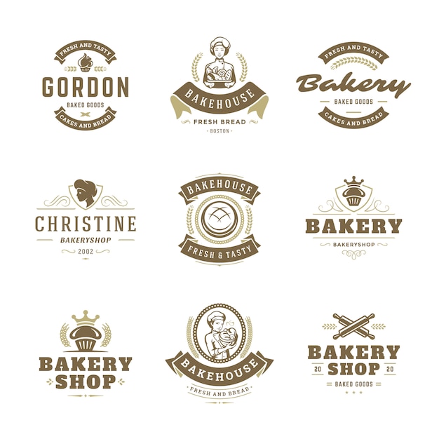 Download Free Bakery Logos And Badges Design Templates Set Vector Illustration Use our free logo maker to create a logo and build your brand. Put your logo on business cards, promotional products, or your website for brand visibility.