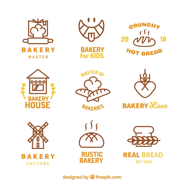 Download Free Download This Free Vector Bakery Logos Collection In Flat Style Use our free logo maker to create a logo and build your brand. Put your logo on business cards, promotional products, or your website for brand visibility.