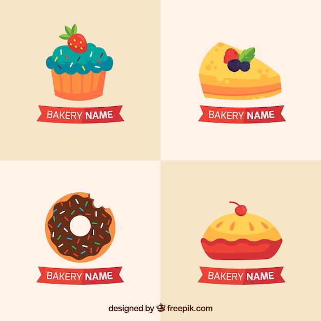 Download Free Bakery Logos Collection In Flat Style Free Vector Use our free logo maker to create a logo and build your brand. Put your logo on business cards, promotional products, or your website for brand visibility.