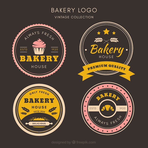 Bakery logos collection in vintage style Free Vector