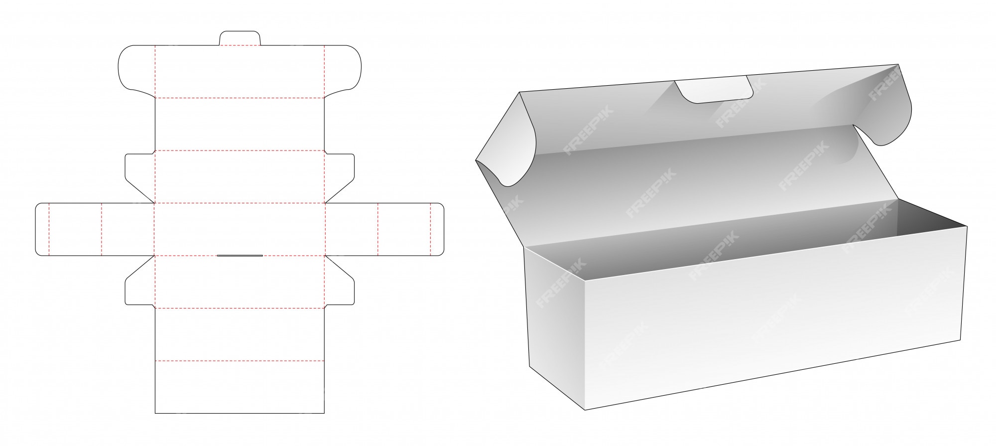 Premium Vector | Bakery long box die cut template design