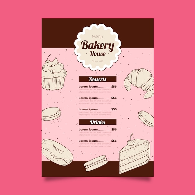 Free Vector Bakery menu template