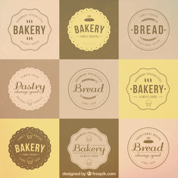 Free Vector | Bakery round badges in retro style