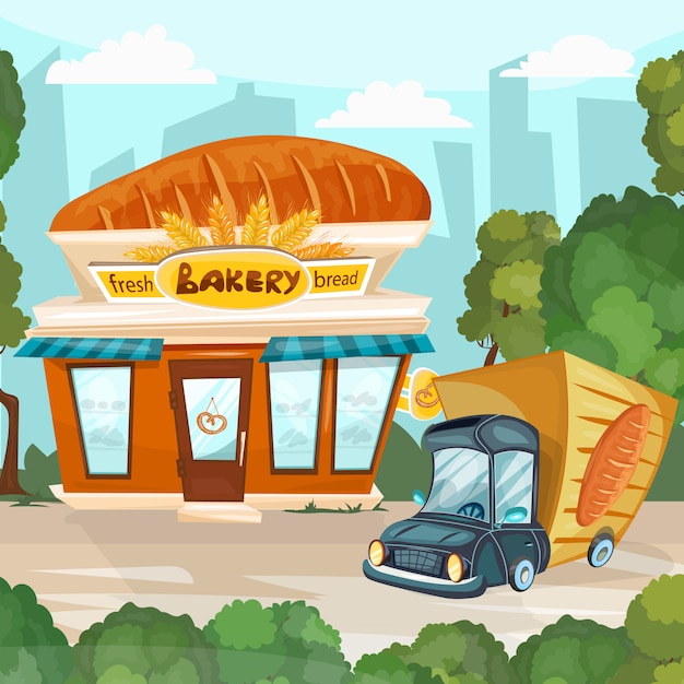 Premium Vector | Bakery shop cartoon