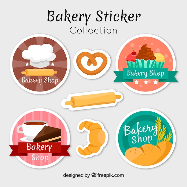 Bakery stickers collection in flat style | Free Vector