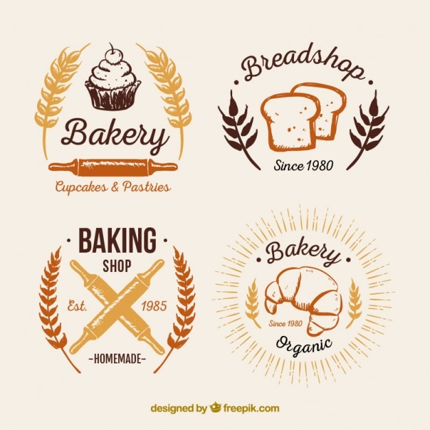 Bakery vintage logos pack | Free Vector