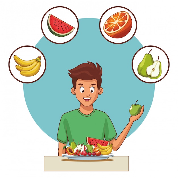 Premium Vector | Balanced diet young man