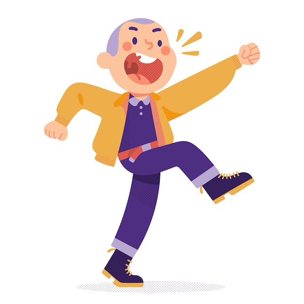 Premium Vector | Bald boys who walk happily