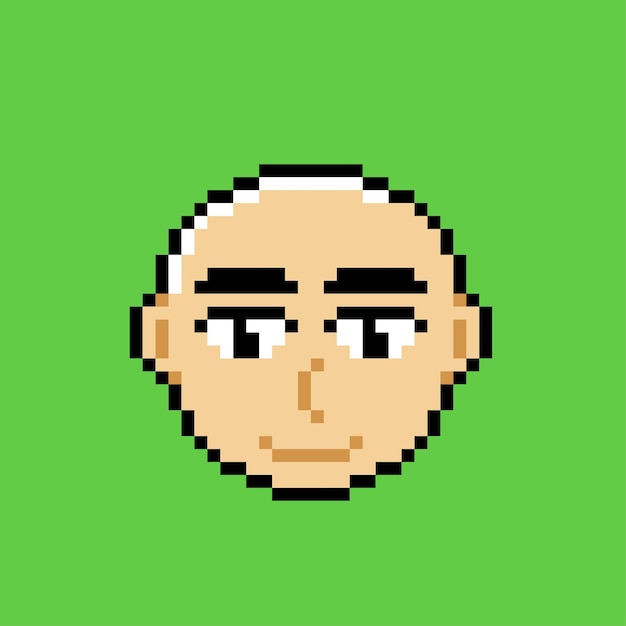 Premium Vector | Bald man in pixel art style