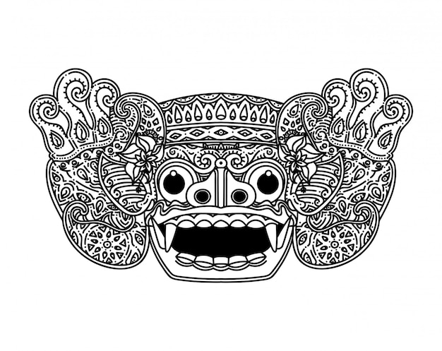 Premium Vector | Balinese barong mask