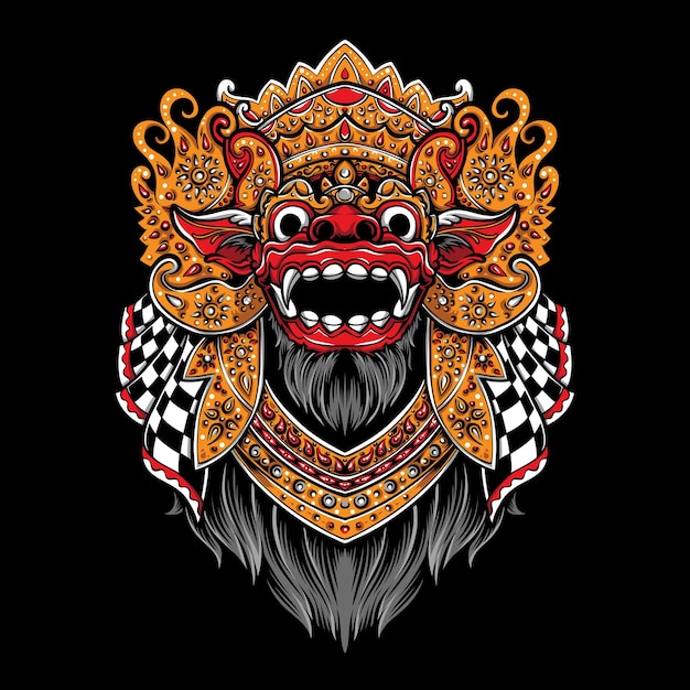 Free Vector Balinese Barong Vector Logo Illustration
