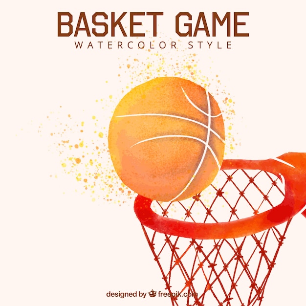 Ball background with watercolor basketball\
basket