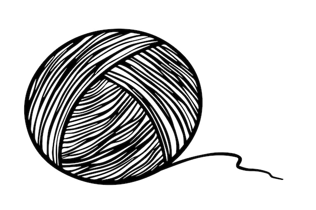 Premium Vector | Ball of yarn for knitting doodle linear
