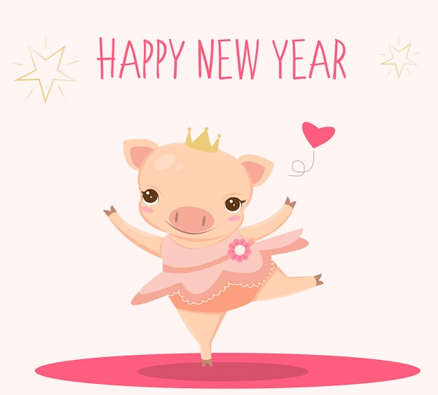 Premium Vector Ballerina pig for new year card