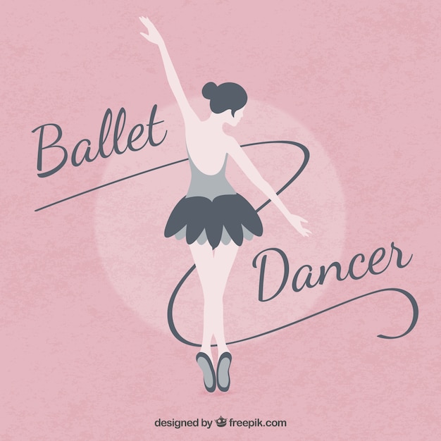Ballet ballerina on a pink background in flat
design